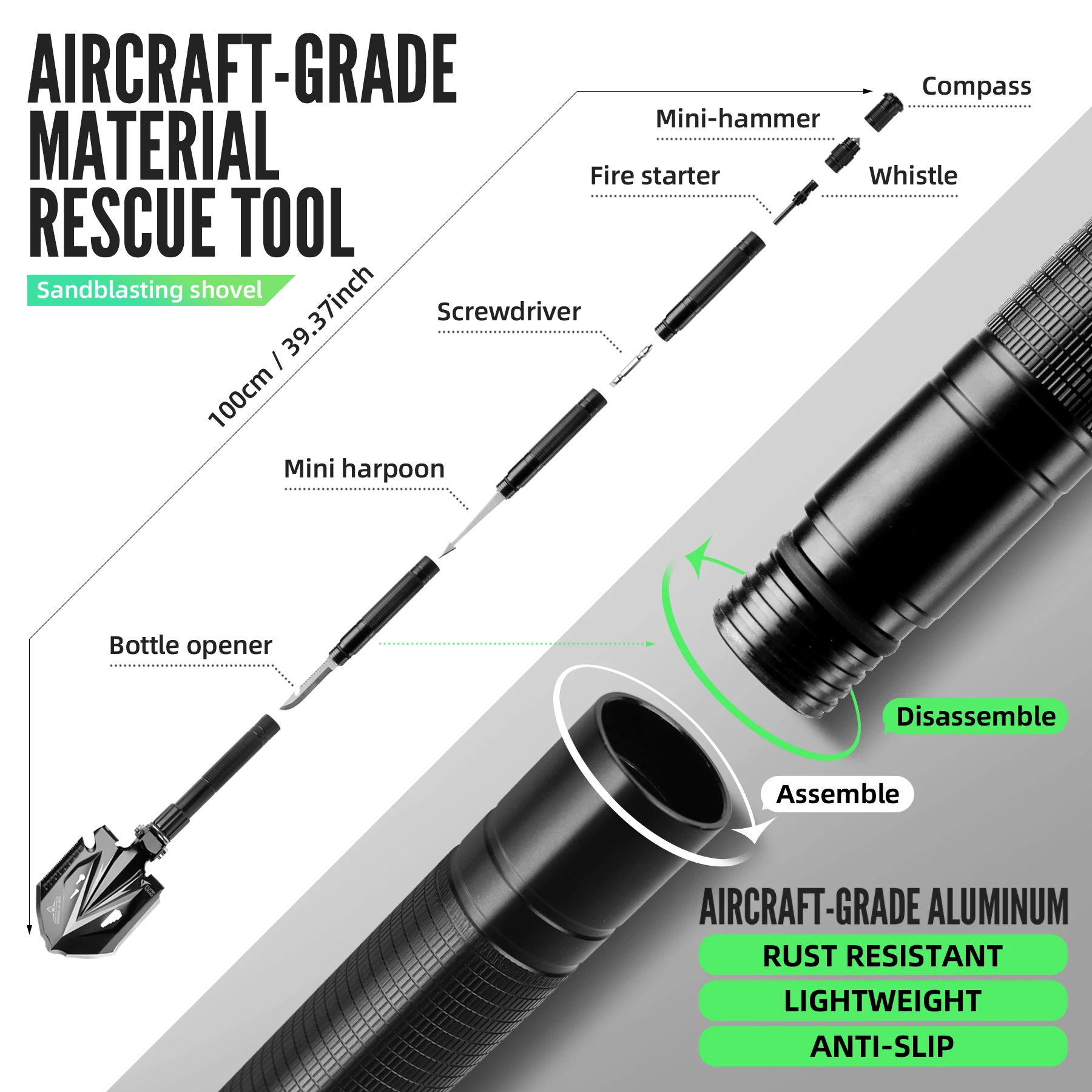 High Quality Carbon Steel Multi-function Portable Survival Kits Outdoor Camping Multi Purpose Spades & Shovel Tactical