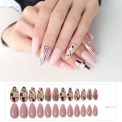 New Design Customised Press On Nails 24 Pcs Long Mix And Match Pointed Coffins Gel Tips Nails