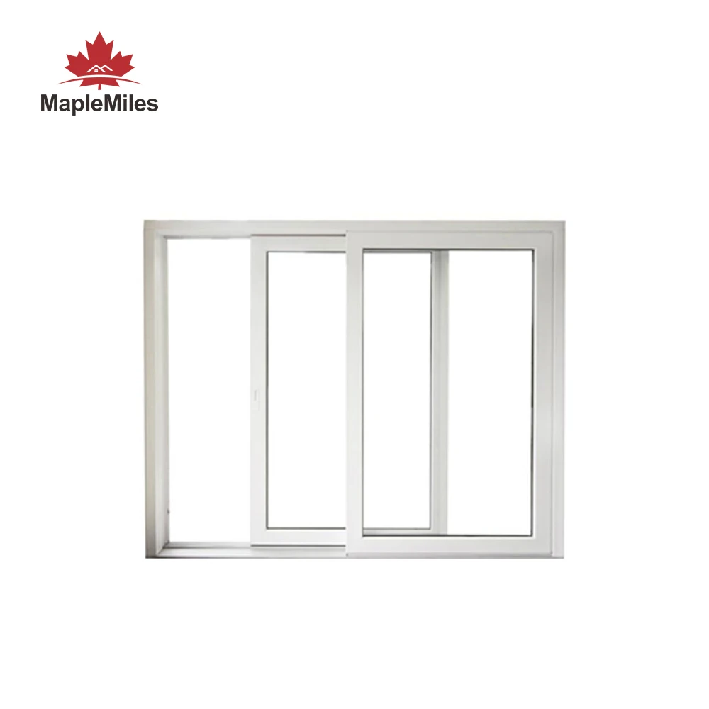 Maplemiles 65 Series White Double Waterproof Glass Three Track Pvc Sliding Window for Home