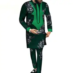 H & D Factory Price Plus Size Top And Pant Suits For Men Print African Clothing Sets
