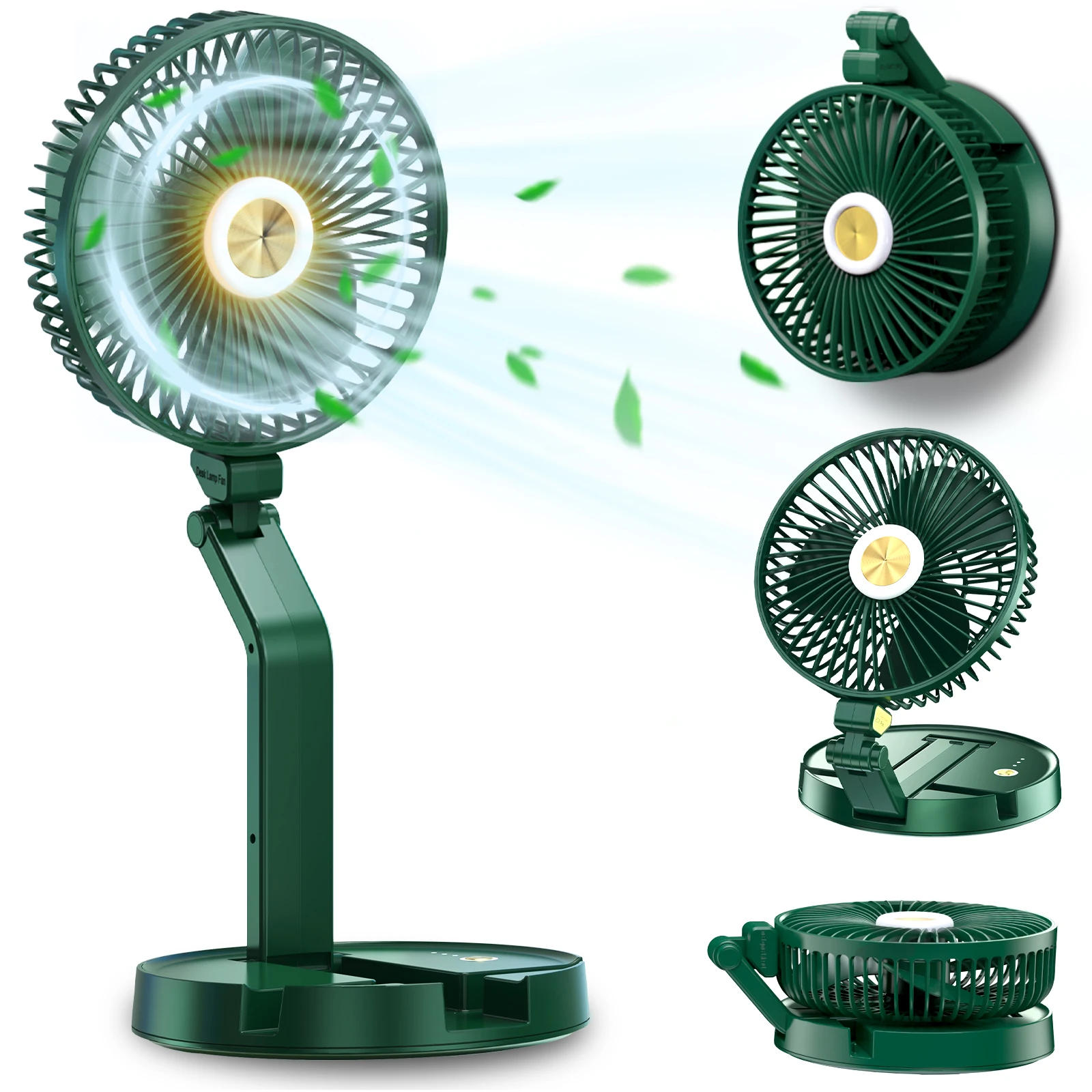 Factory wall mounted rechargeable wireless fan with built-in battery foldable desktop fan for home