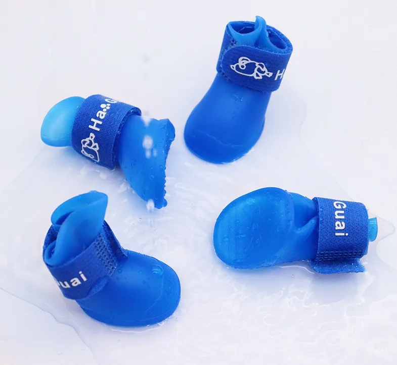 Manufacturer Wholesale Multi-colors Small Dog Cat Teddy Rain Silicone Shoes Waterproof Anti Slip Pet Dog Rain Shoes
