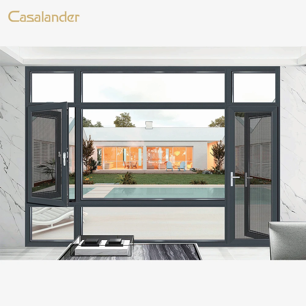 CASALANDER Custom Aluminium System Windows And Doors  Insulated Double Glass Soundproof Casement Window For Courtyard