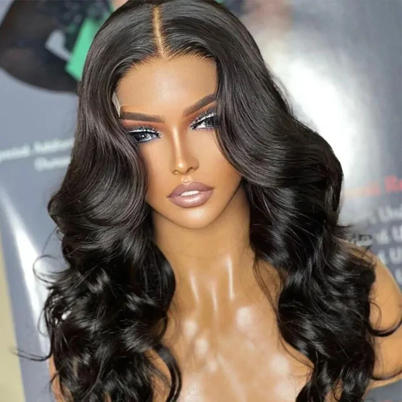 Nobel 13X4 Body Wave Frontal Wig Glueless Pre-plucked Lace Wigs Transparent Lace Front Human Hair Wigs for Women Brazilian Remy