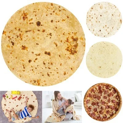 Amazon Лидер продаж супер мягкая флисовая круглая обертка Tortilla Pizza Burrito детские одеяла фланелевые