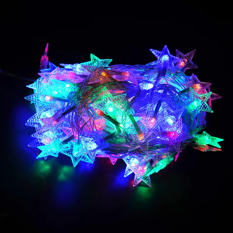 Outdoor led christmas star night string light led star shape led string lights christmas curtain lights stars