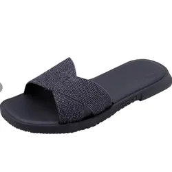 2021 Custom New Indoor Non-slip Sandals Flat Ladies Fashion Sequin Ball Slide Slippers