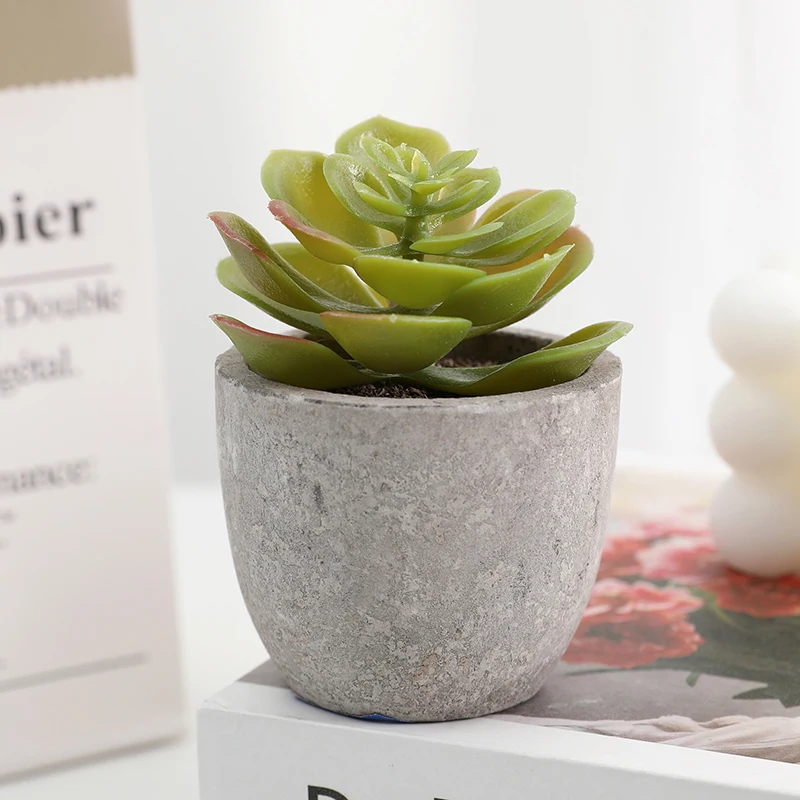 Mini Artificial Succulents DIY Meaty Artificial Plants Paper Pulp Vase for Artificial Greenery