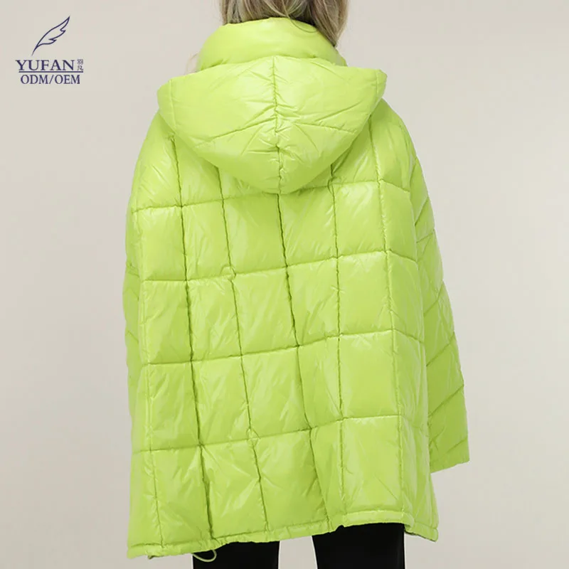 YuFan Custom Warm Green Puffer Jacket Cropped Coat Padding Short Down Jacket White Duck Down Jackets
