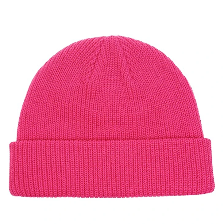 Custom logo embroidery patch High quality Knitted Cuffed Skull Cap winter hats Acrylic cotton RPET knitted beanie hats custom