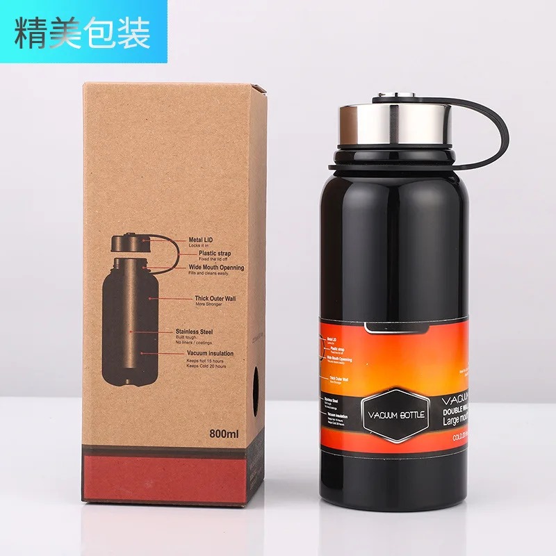 Stainless Steel Wide Mouth Thermos Water Bottle Flask custom sport 800ml 1000ml double wall vacuum flask
