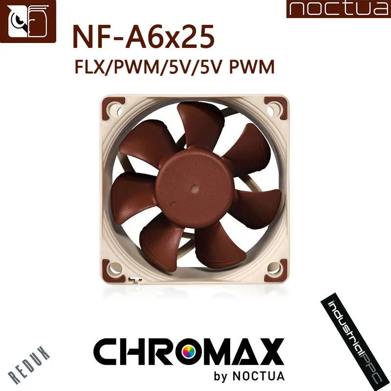 Noctua NF-A6X25 60x60x25mm 12V/5V 3pin/4pin PWM Intelligent Temperature Control SSO Magnetically Stable Bearing 6CM Fan