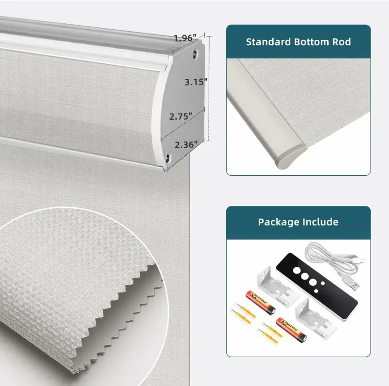 alexa app controlled roller screen shades indoor blackout tuya zigbee rechargeable battery motor powered motorized smart blinds