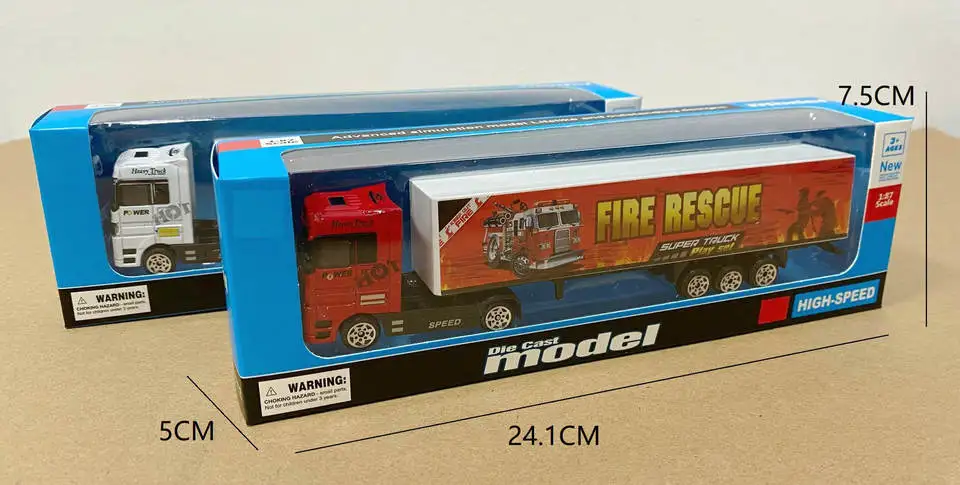 Customize Logo Sliding Police Alloy Metal Kids Play Set Vehicles Car Container Truck Die cast Toys