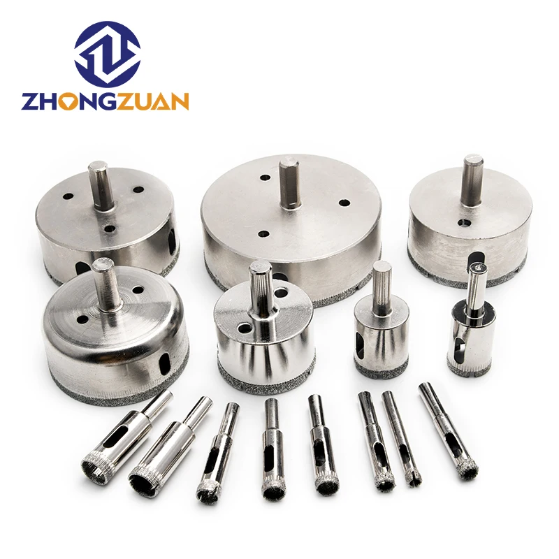 Zhongzuan 6-200mm electroplated diamond drill bit glass tile hole saw for glass ceramics tile drilling