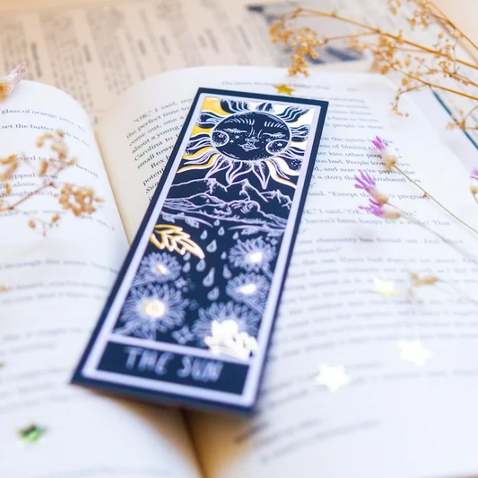 Custom Tarot The Sun Reading list book mark Star Gold Foil Paper Bookmarks