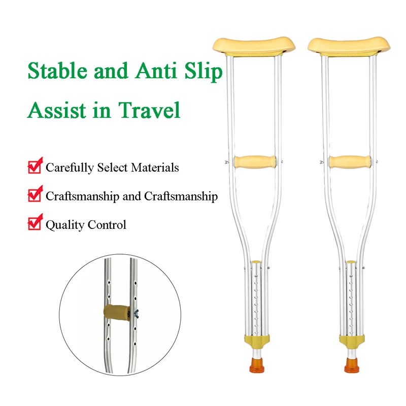 Nursing Care Equipment Lightweight Aluminum Alloy Underarm Armpit Crutches Quickfit Walking Stick Cane for Handicapped