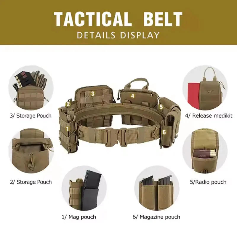 YAKEDA Multifunctional Tactical Belt Set Quick Release Tactico Belts for Training and Security for Personal Defense Equipment