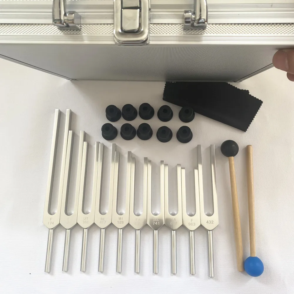10pcs tuning forks in a group of ten 174 285 396 417 528 639 741 852 963 432 tuning forks