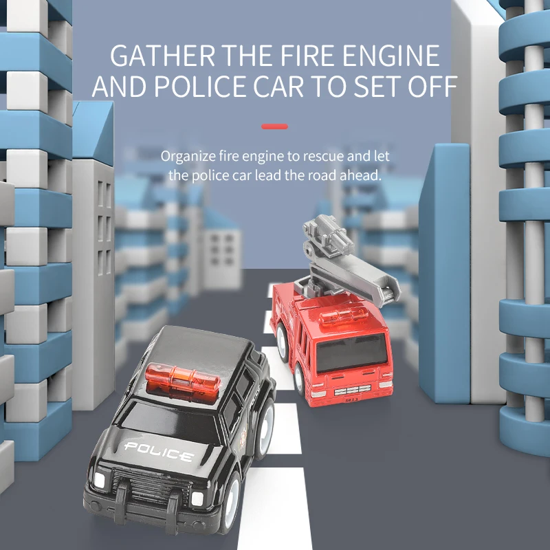 KYK Car 24 PCS AllOY Body DISPLAY gift box mini Q version Pull-Back Die cast fire truck model