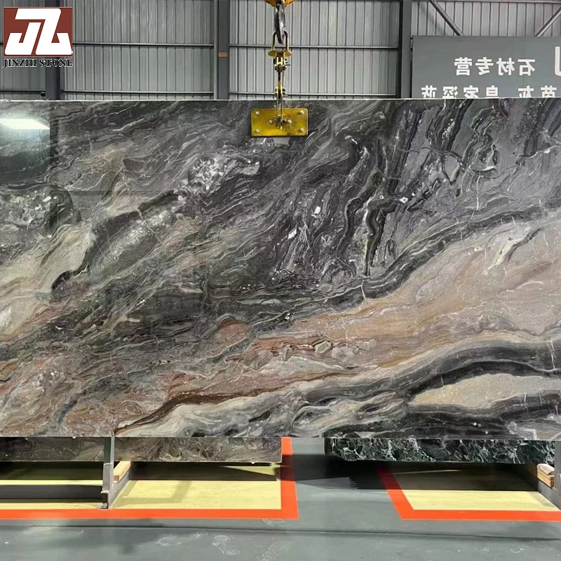 Wave grey marble Natural Stone big slab tile floor wall  stairs step  dining table  marble tile