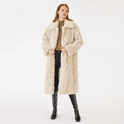 Wholesale Custom Manufacturers High Quality Private Label Winter Luxury Furry Rabbit Faux Fur Long Coat For Women