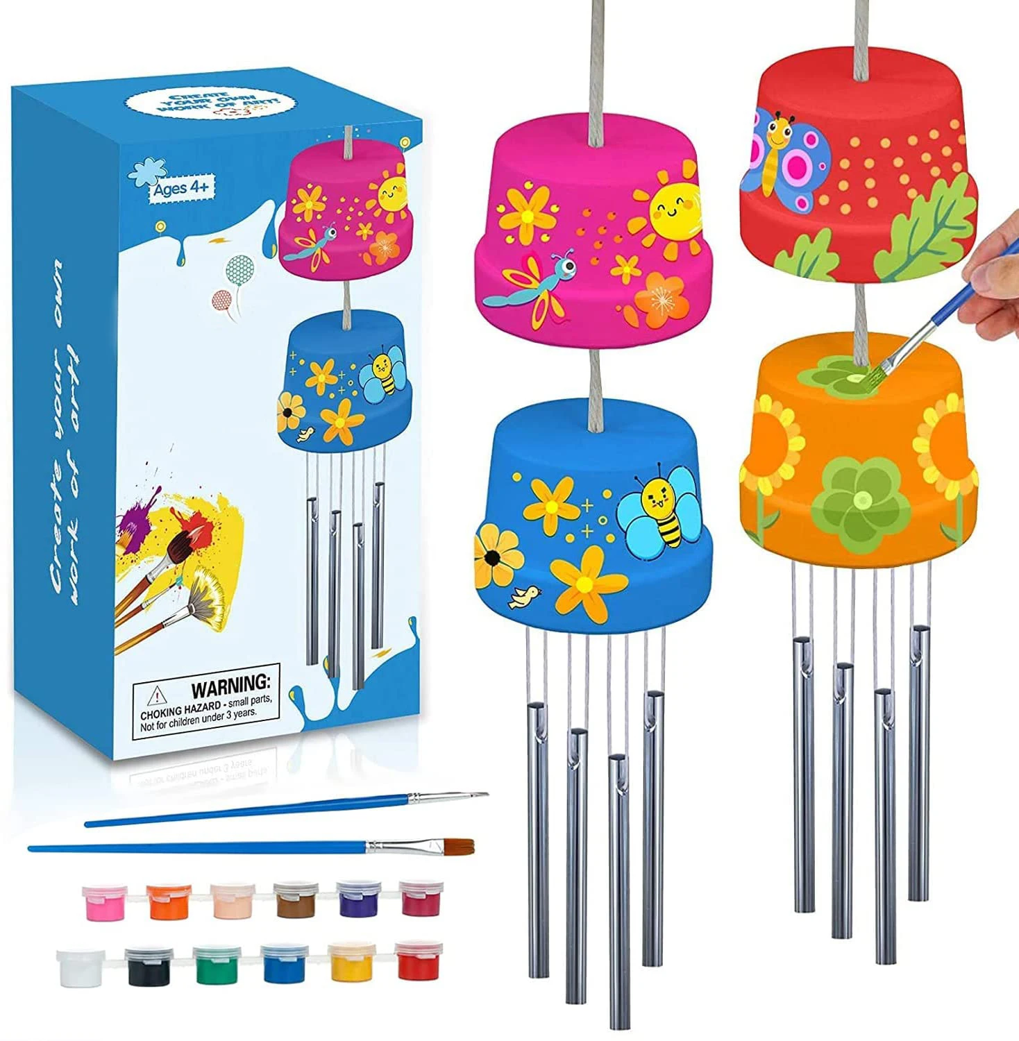 Wooden wind chime kit Arts & Crafts Kits Toys DIY Construct & Paint terracotta flower pot wind chimes Wooden Craft Sets