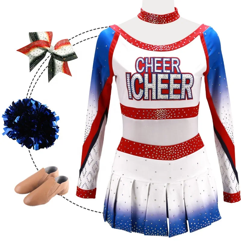Oem Servics Paneled Ab Crystal Professional Design Custom Wholesale Cheerleading Uniforms For Girls Spandex Sublimation