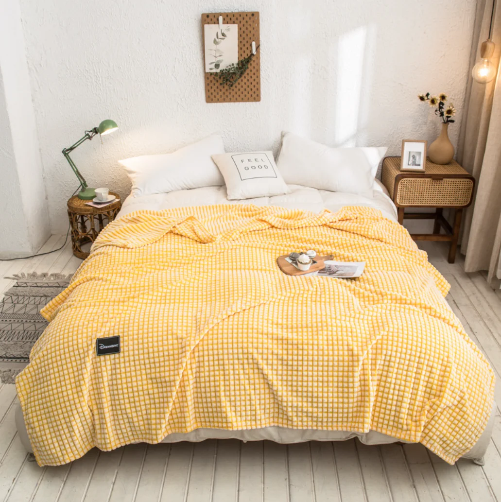 Super Soft Plaid Throw Blanket King Size Luxury Flannel Blanket For Bed