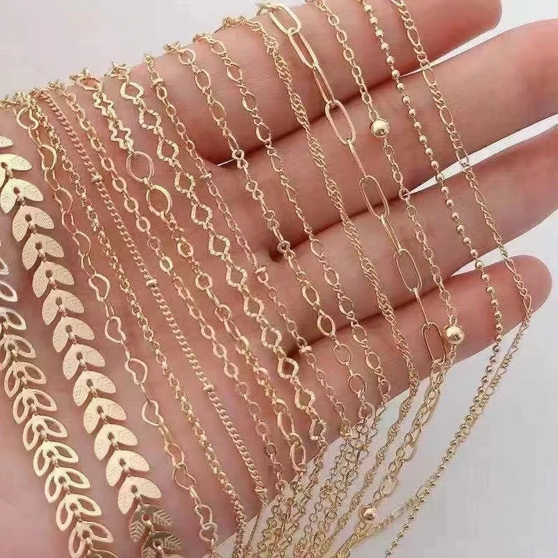 Wholesale 14K Gold Plated Brass Chain for Jewelry Making Gold Chains Bulk