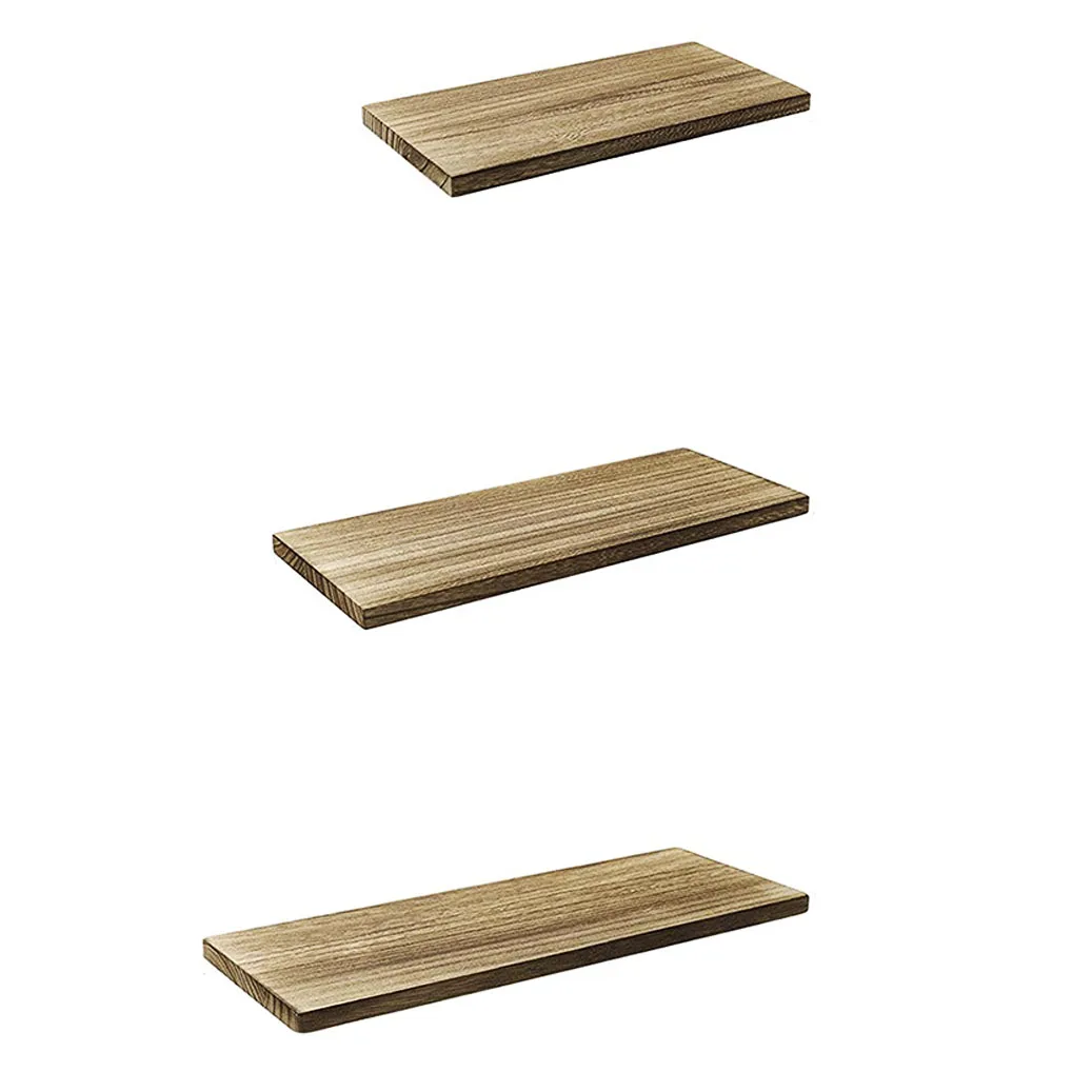 Storage Holders Racks Set of 3 Floating Shelves Wall Mounted Wood Metal shelf