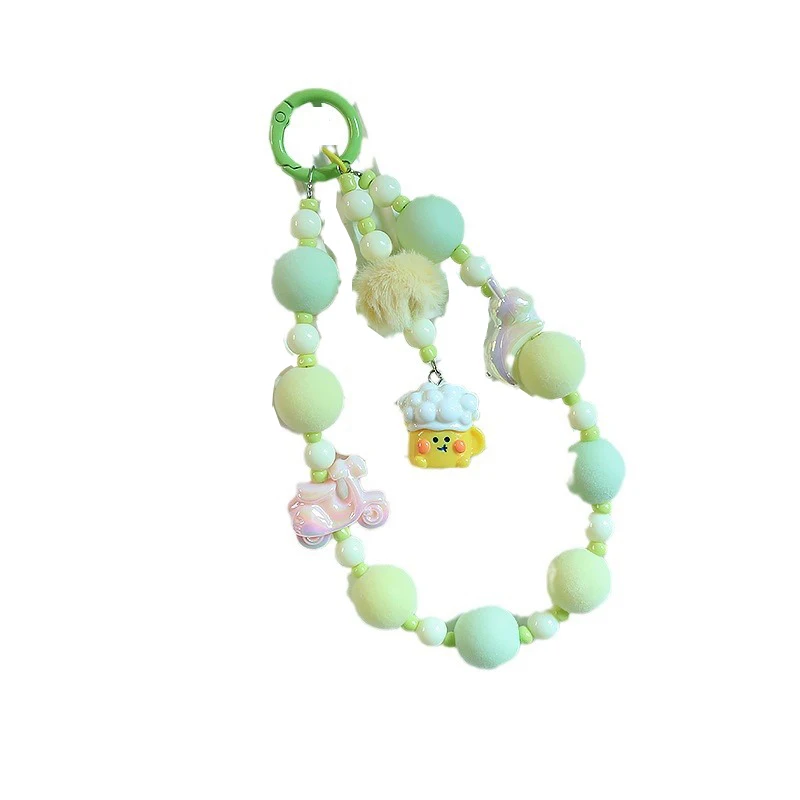 Cartoon Donut Bag Charm Keychain Accessories Phone Chains Straps Hand Beaded Chain For Mobile Phone Case