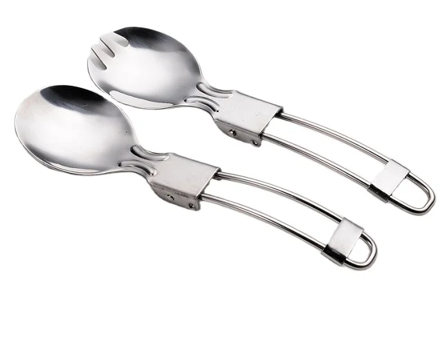 factory supply Stainless steel folding fork spoon tableware knife salad spoon with fork folding spoon outdoor portable set