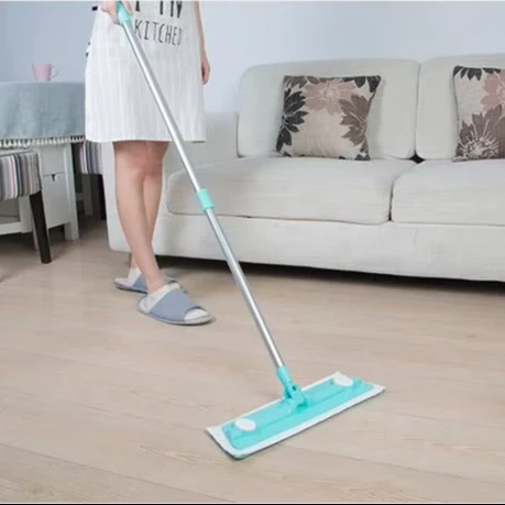 NiaonaIndustrial Microfiber Aluminum Dust Mop with 2 Telescopic Handles Flat Mop with Clip for Floor Cleaning