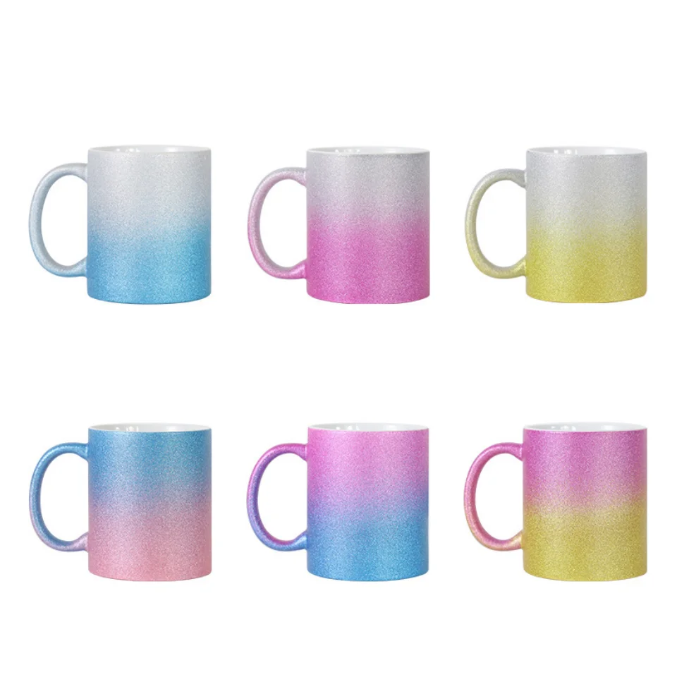 Thermal Sublimation Gradient Flash Ceramic Mug Creative 11oz Coffee Mug For Logo Print High Appearance Level Gift Water Cup