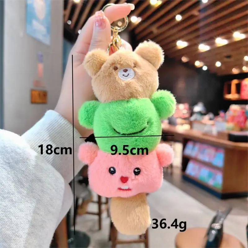 Hecion 2024 New Creative Cute Doll Jenga Keychain Plush Toy Pendant Car Key Chain Bag Pendant Small Gift