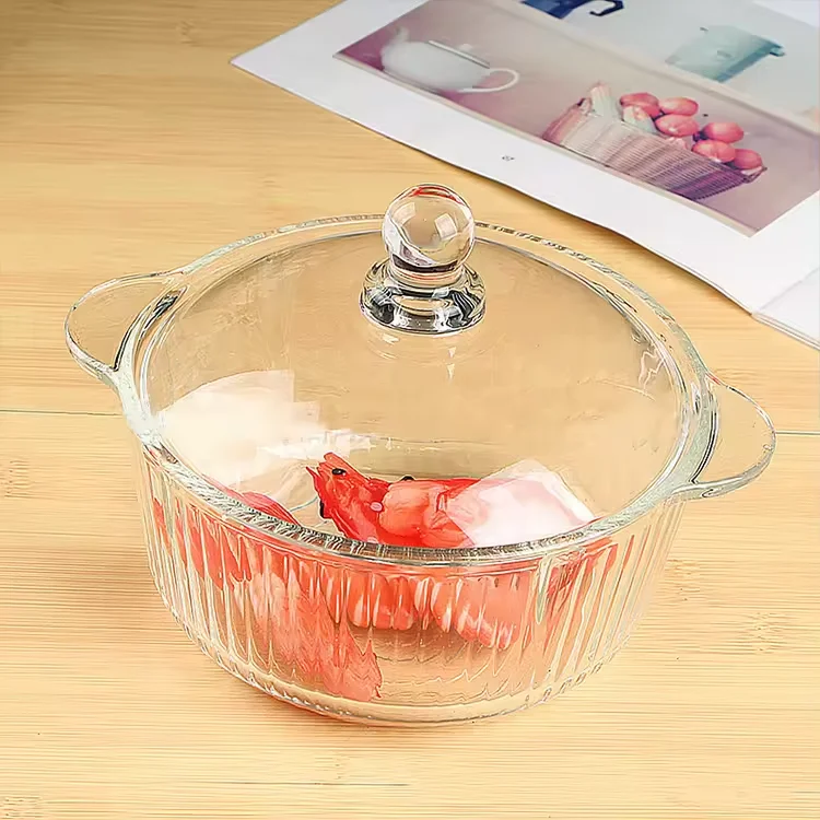 Hot Selling  Double Ear Handle Noodle Soup Salad Glass Bowl
