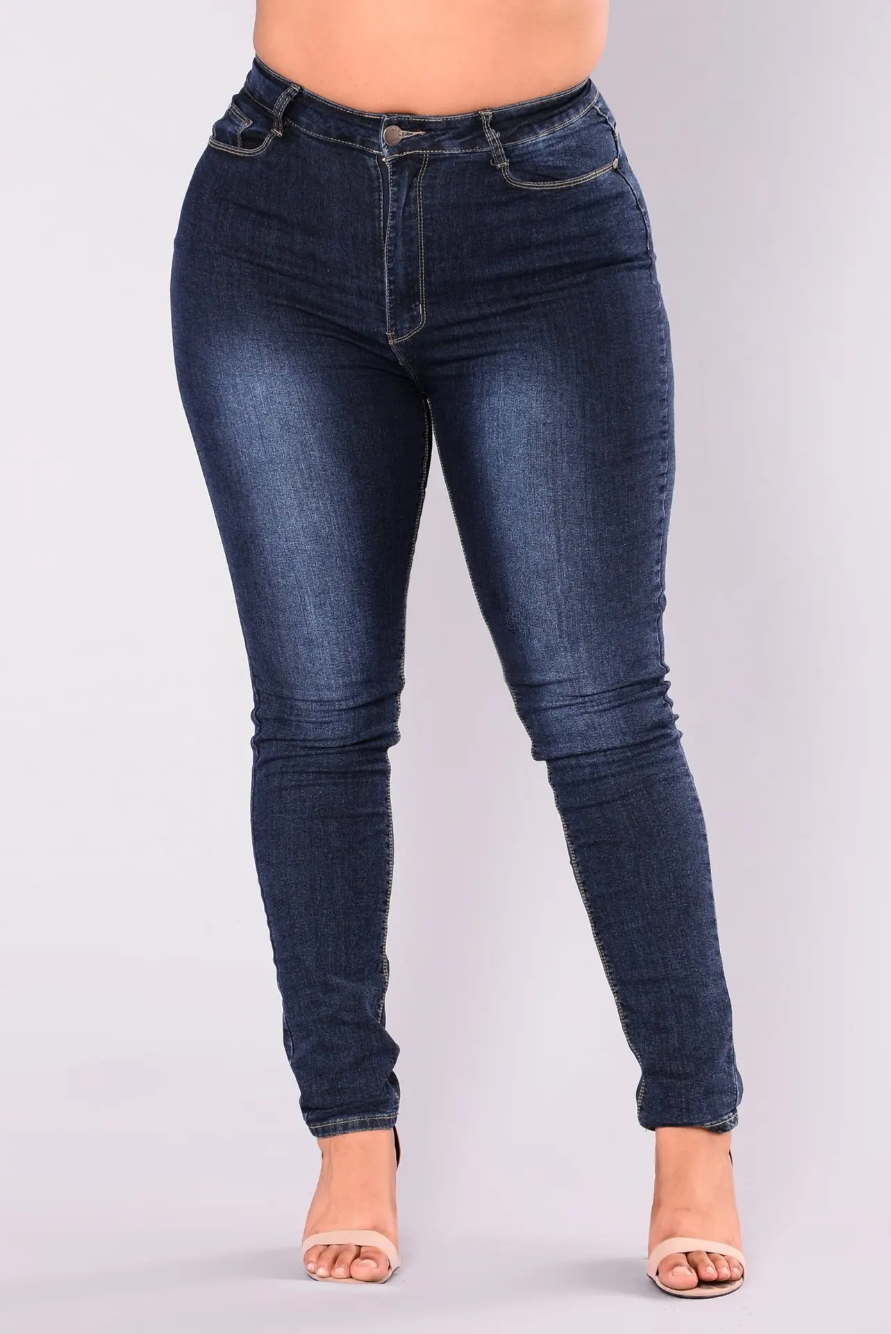 High Waist Denim Jeans Woman Blue Denim Pencil Pants Stretch Waist Women Jeans Pants Plus Size Denim Jeans Female