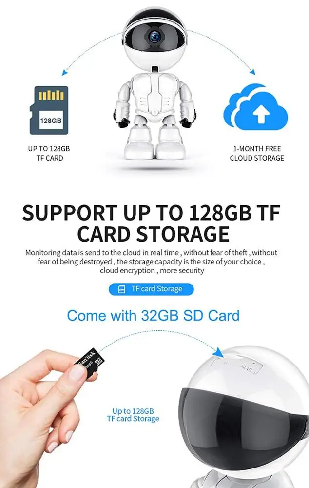 
720/1080P Smart WiFi Robot Baby Monitor IP PTZ Camera Robot Intelligent Auto Tracking Surveillance Camera 