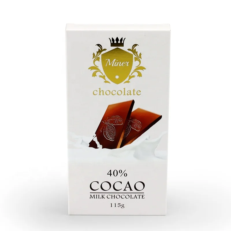 Luxury Chocolate Bar Box Manufacturer Wholesale Custom White Card Paper Gift Packaging Chocolate Box with Gold Stamp Logo