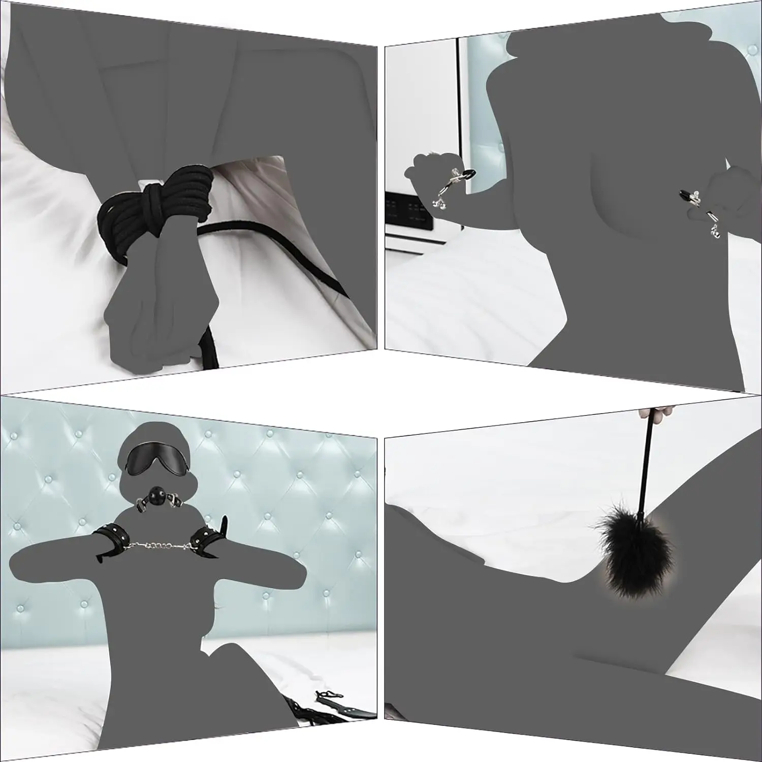 11 Pcs BDSM Leather Bondage Sets Restraint Kits for Women and Couples Sex Toy