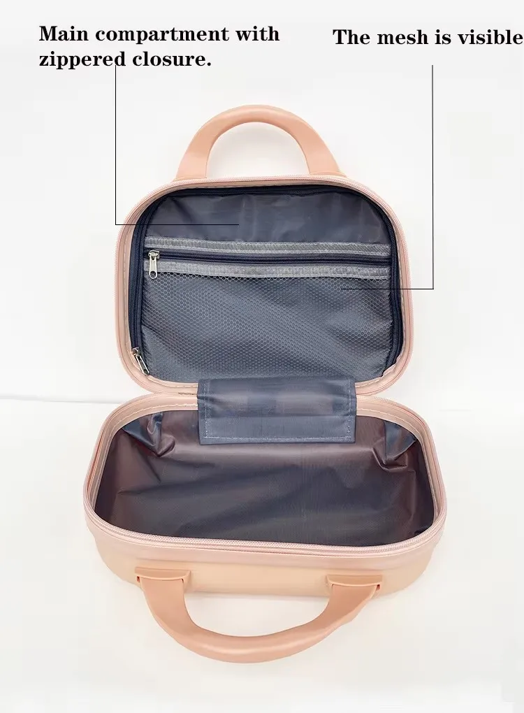 Travel Portable Cosmetic Storage Case Customizable Cute PP Makeup Box Luggage Suitcase 14 Inch