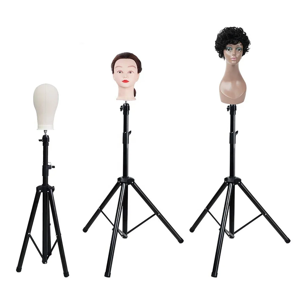 
Metal Mannequin Head Stand Adjustable Wig Stand Tripod for Hairdressing Training Canvas Block Head Stand Cosmetology Training 