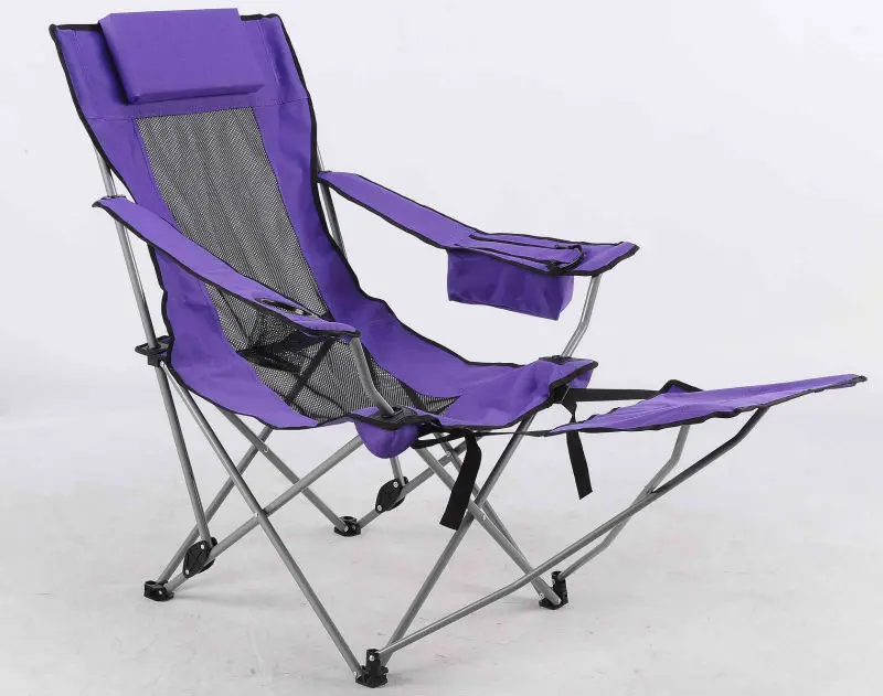 Sun Loungers Camping Folding Deck Beach Chairs With Footrest And Pillow
