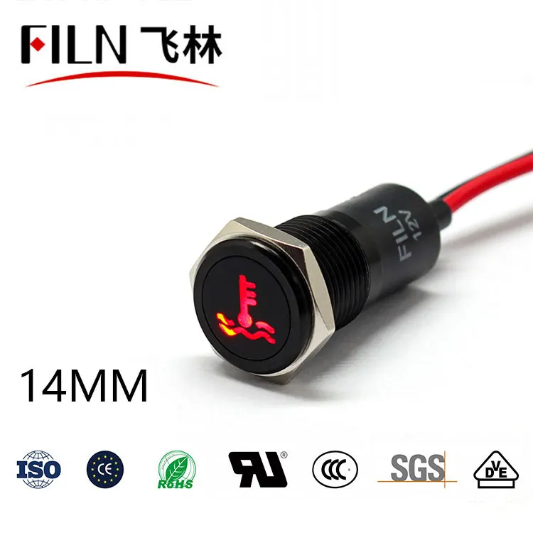 14mm Waterproof Lamp FILN 12V LED Car Boat LED Warning Dashboard Signal Lights Instrument Pilot light 220V