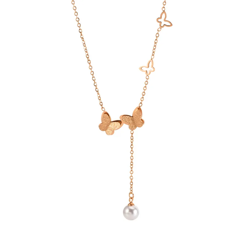 Manufacturer custom necklace high quality waterproof luxury brand stainless steel jewelry butter fly jewellery stainless steel
