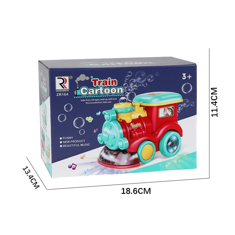 Chenghai Factory Bump and Go Cartoon B/O Blowing Bubble Maker Toys Train for Kid with Lights and Sounds