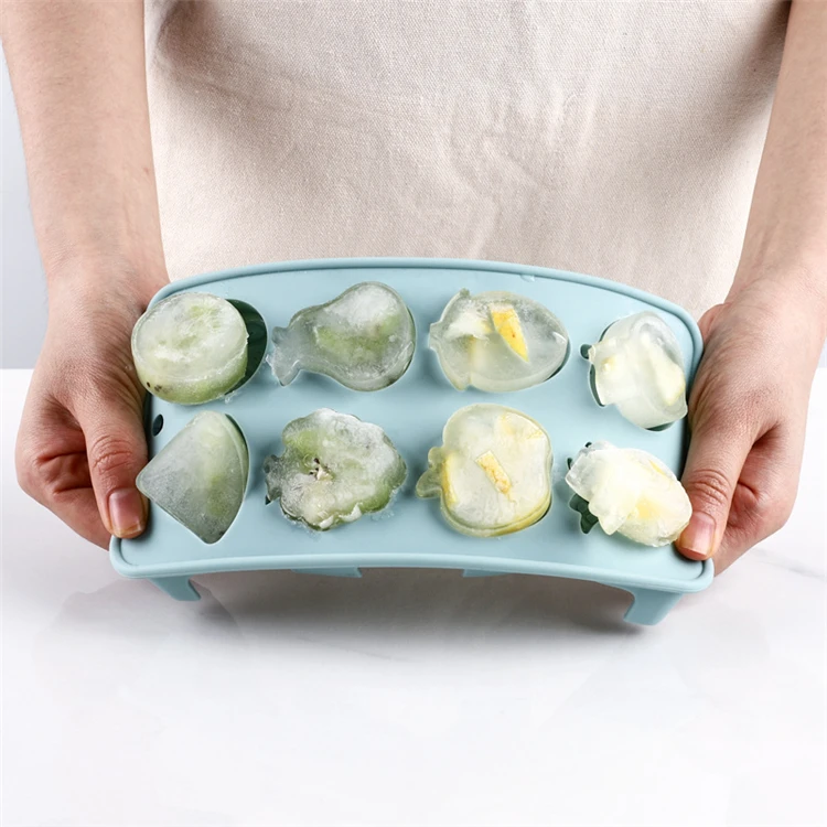 Cute Silicone Fruit Ice Cube Maker Tray Mold Dessert Baking Tools 8 Hole Chocolate Cake Jelly Molds DIY Ice Hockey Soap Mould