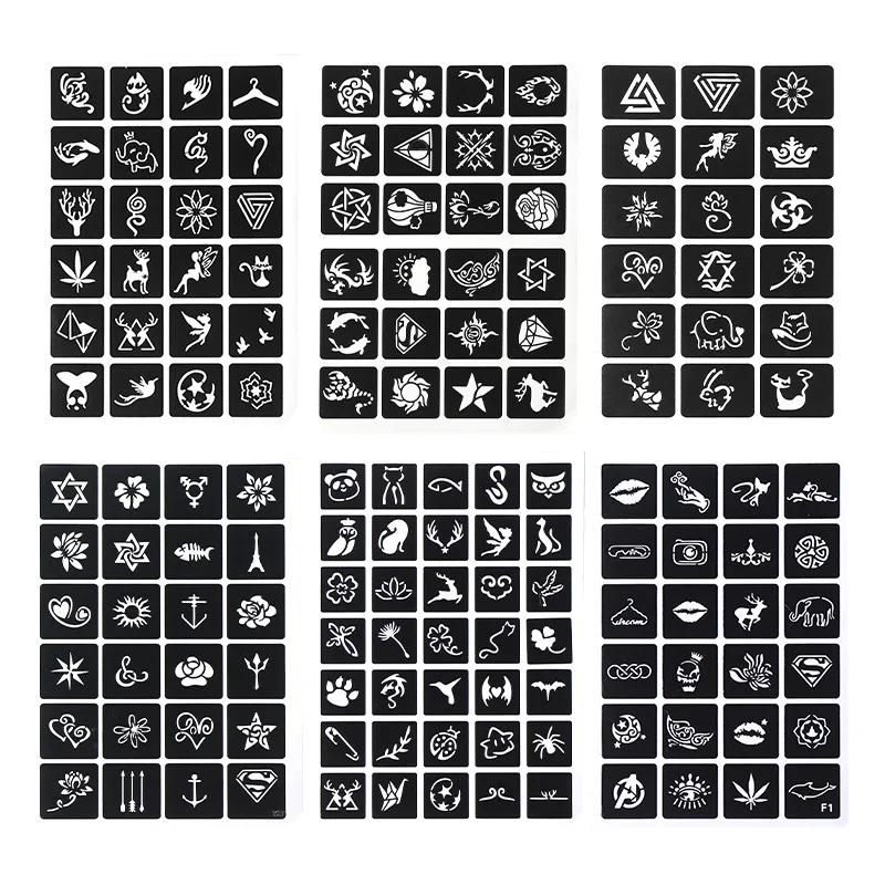 Reusable Tattoo Temporary Template Kit Human Body Painting Hollow Temporary Tattoo Ink Template