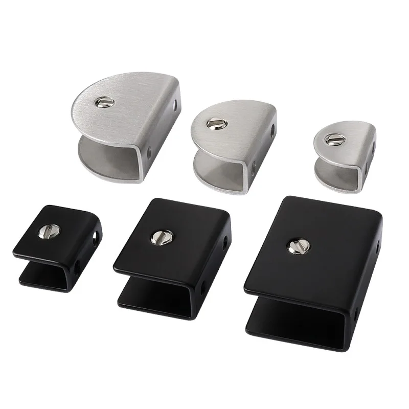 Custom Black Adjustable Glass Shelf Brackets Semicircle Bracket Laminate Clamp 8-12mm